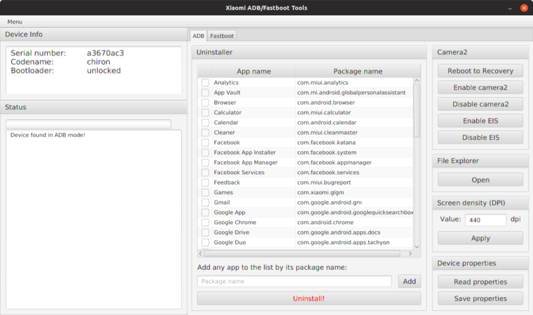 Xiaomi adb fastboot tools удаление приложений